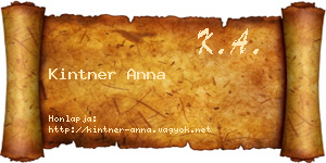 Kintner Anna névjegykártya
